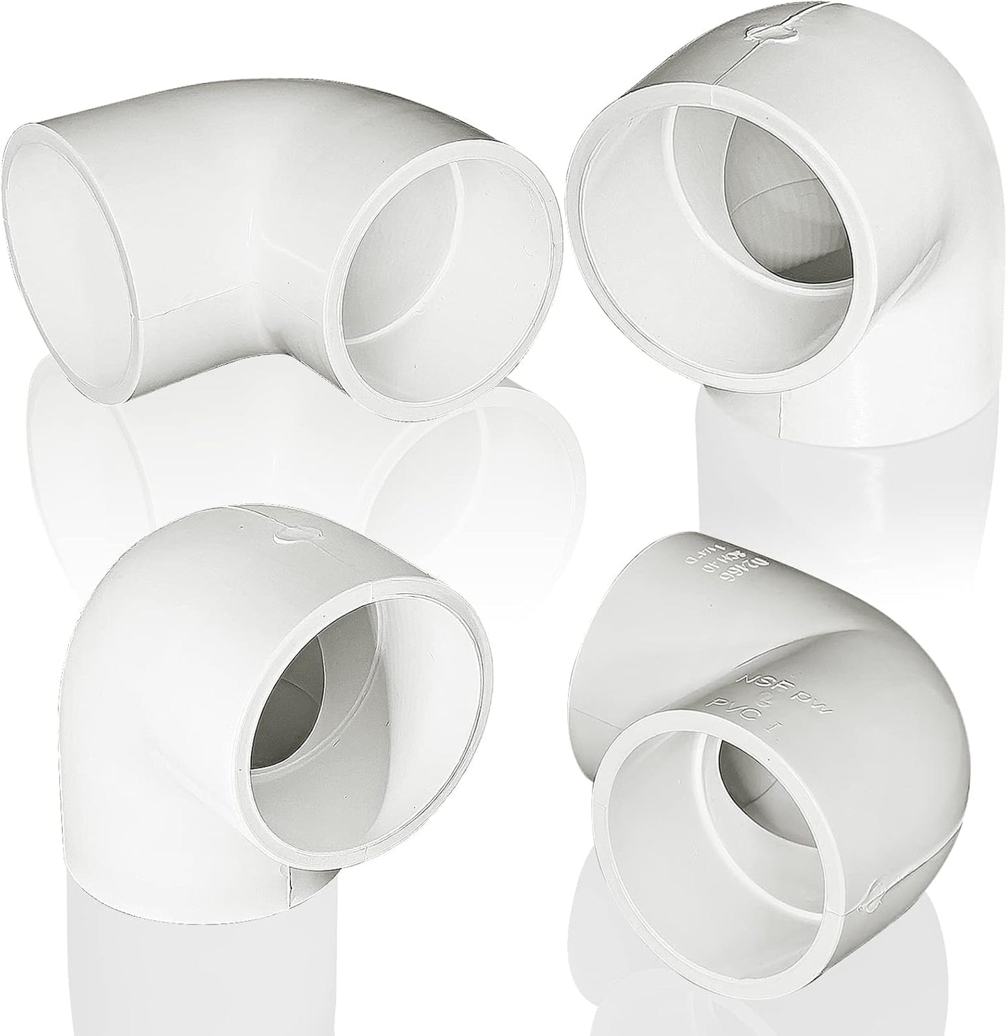 4PCS 2'' PVC 90 Degree Elbow Pipe Adapter Fittings