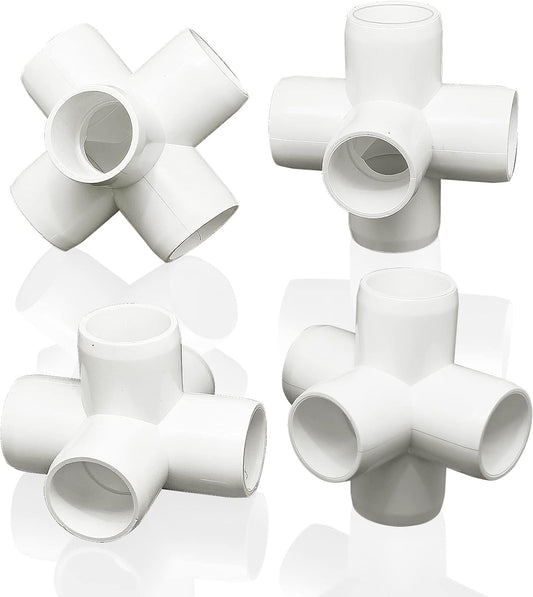 4Pcs 5-Way White PVC Fitting Elbow