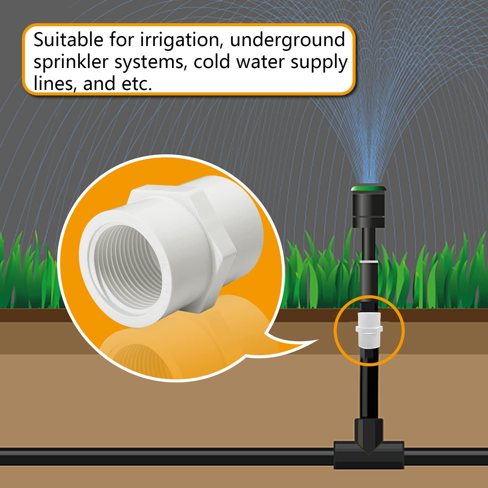 Pvc pip fittings are suitable for irrigation, undergrounasprinkler systems, cold water supplylines, and etc
