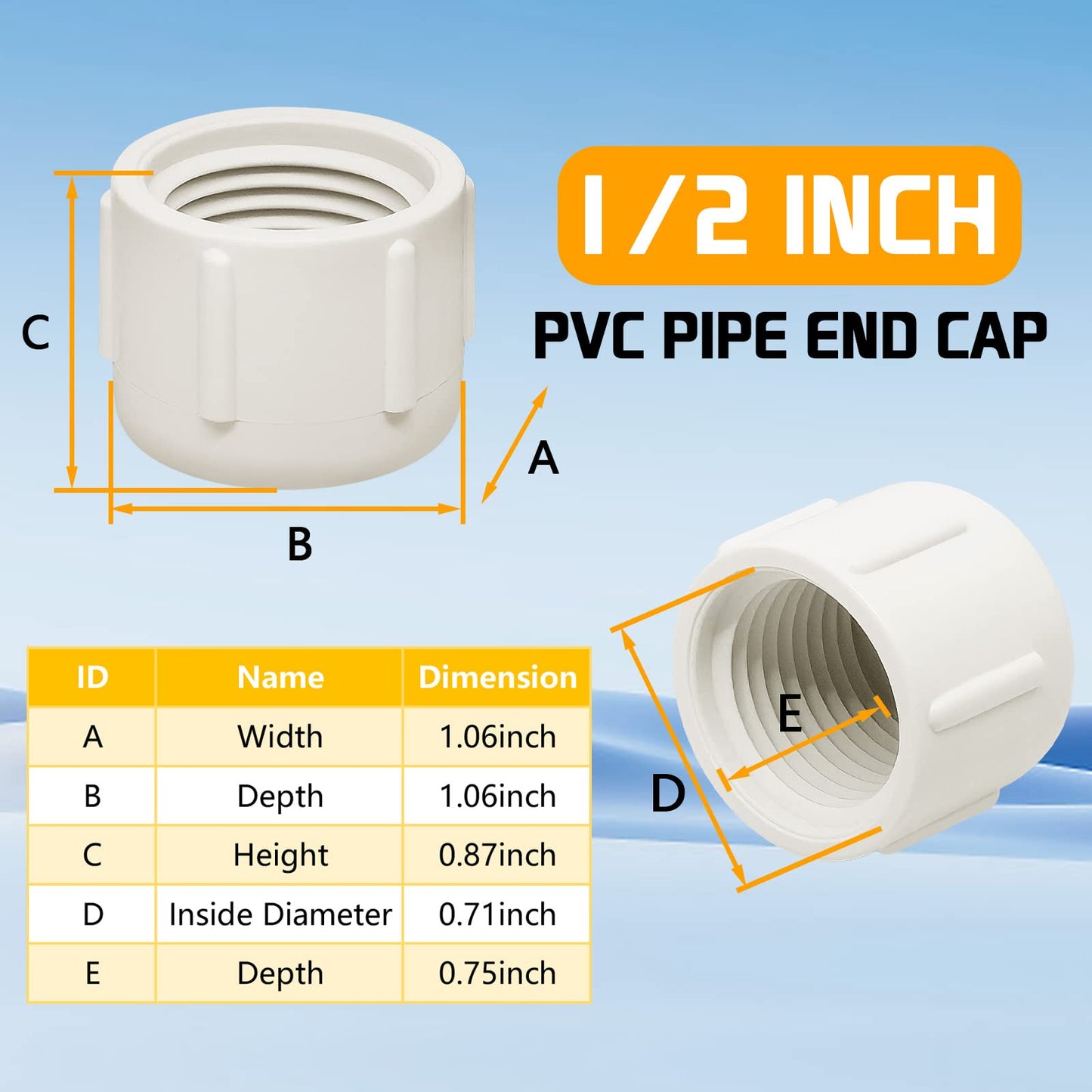 PVC Pipe End Cap Plug's specification