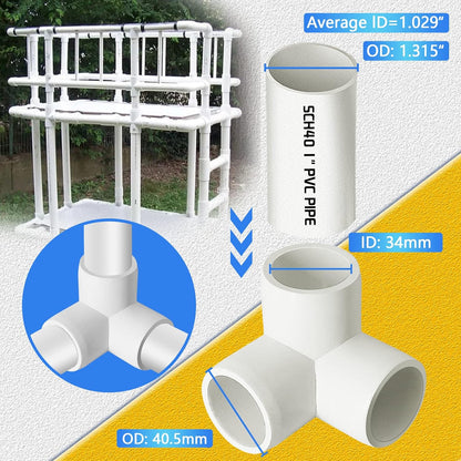 3 Way White PVC Fitting Elbow