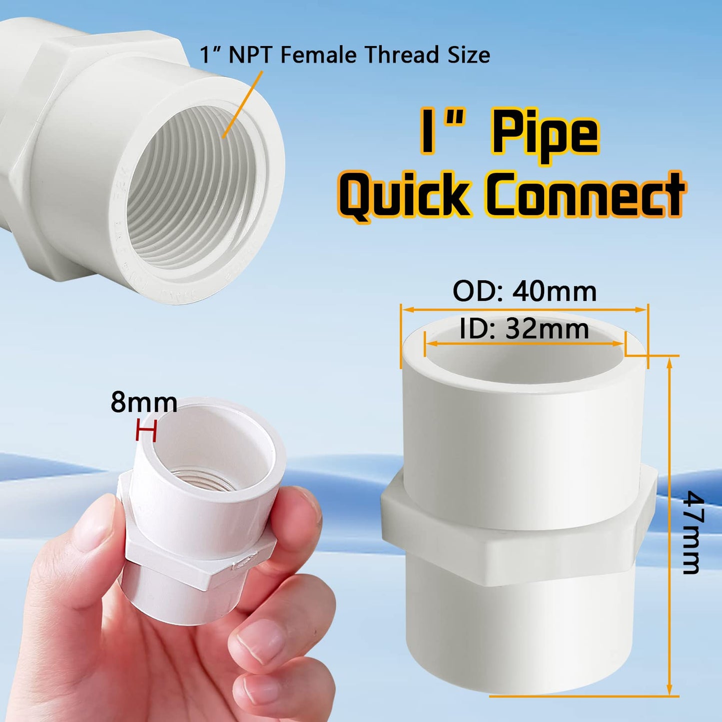 1” NPT Female Thread Size pvc pipe fittings