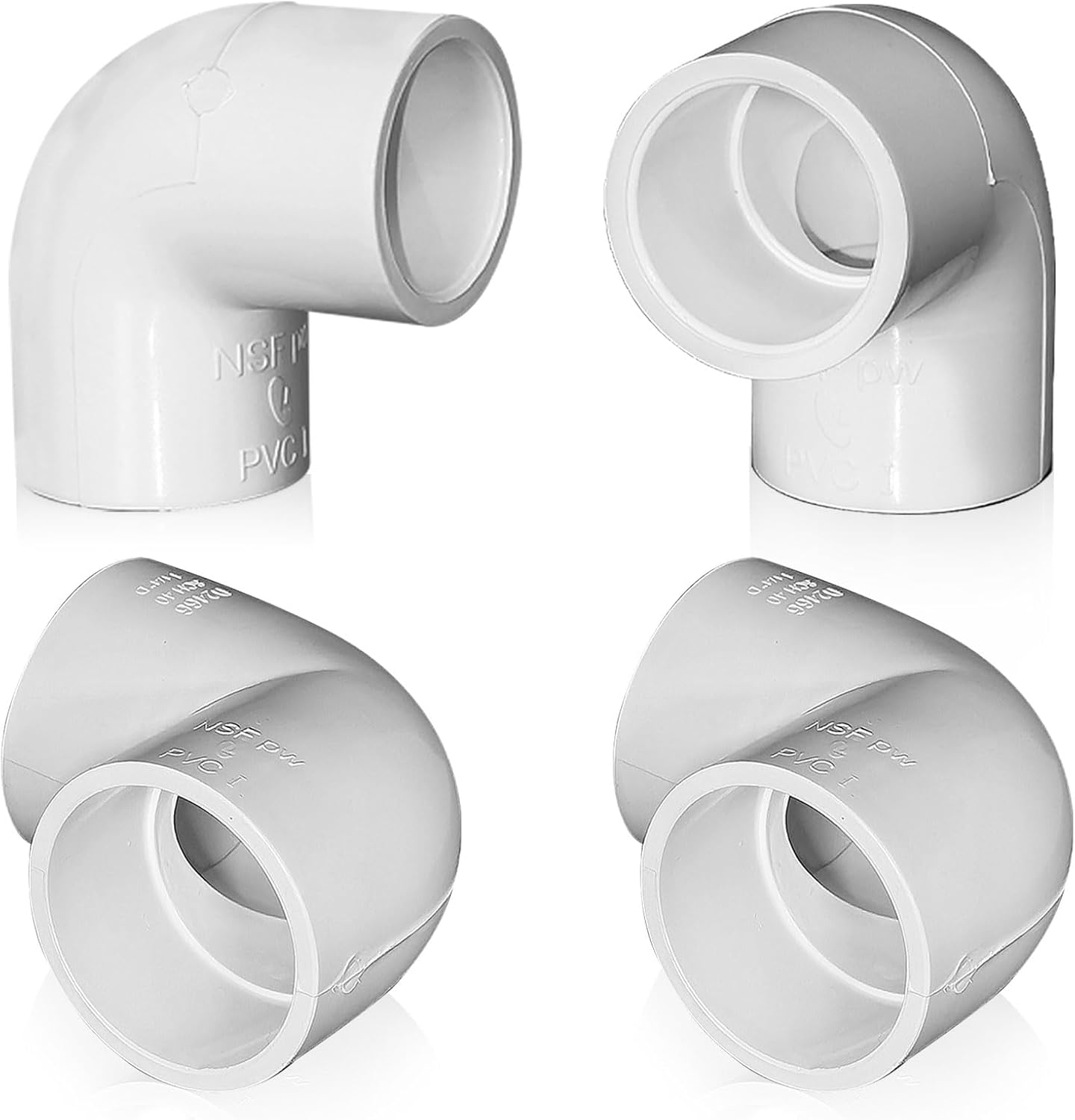 4PCS 2'' PVC 90 Degree Elbow Pipe Adapter Fittings