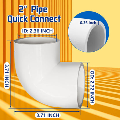 4PCS 2'' PVC 90 Degree Elbow Pipe Adapter Fittings