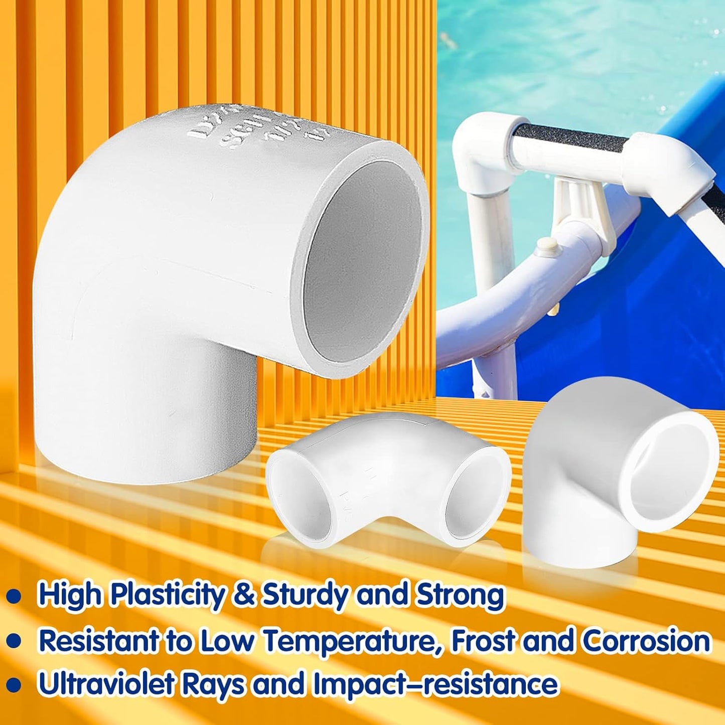 4PCS 2'' PVC 90 Degree Elbow Pipe Adapter Fittings