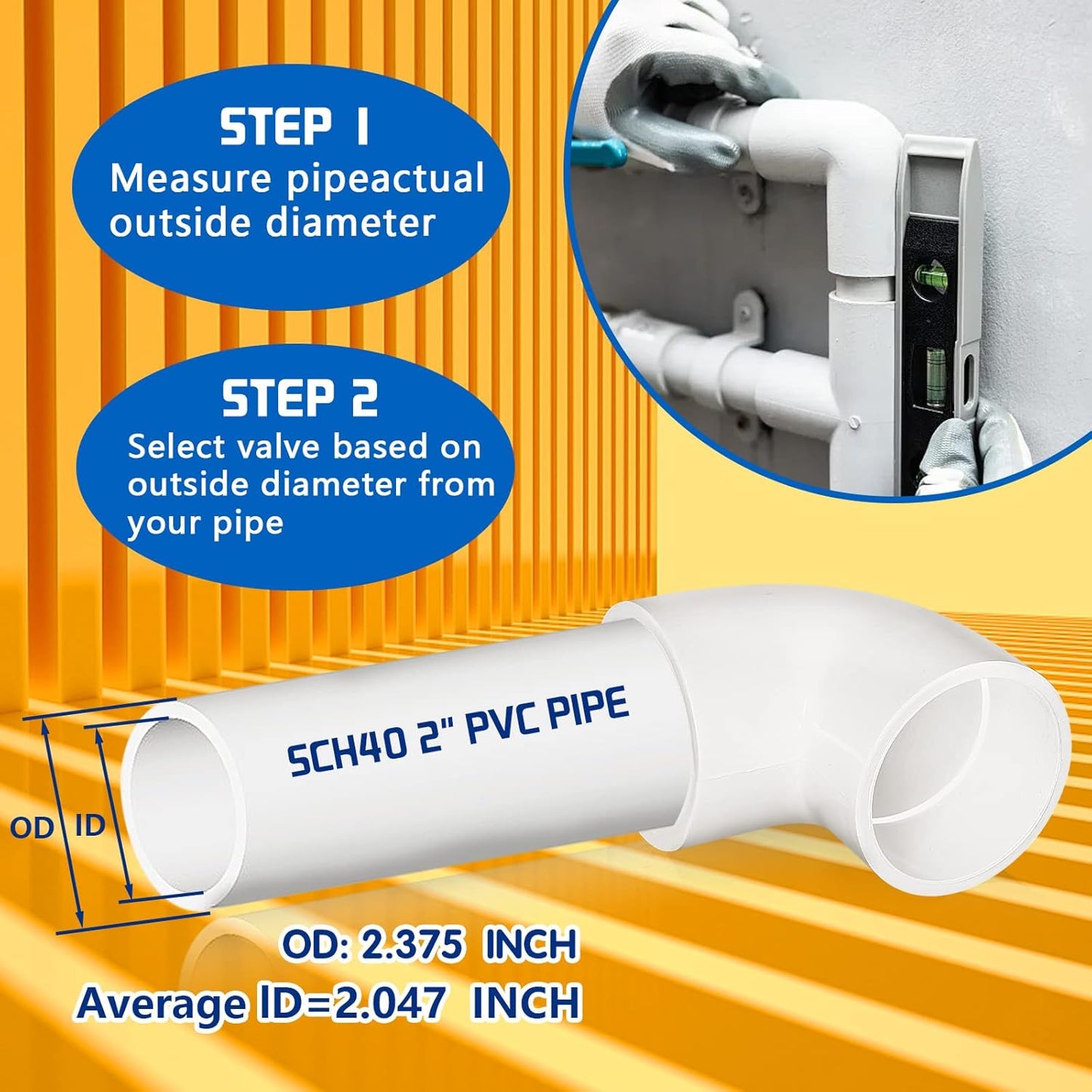 4PCS 2'' PVC 90 Degree Elbow Pipe Adapter Fittings