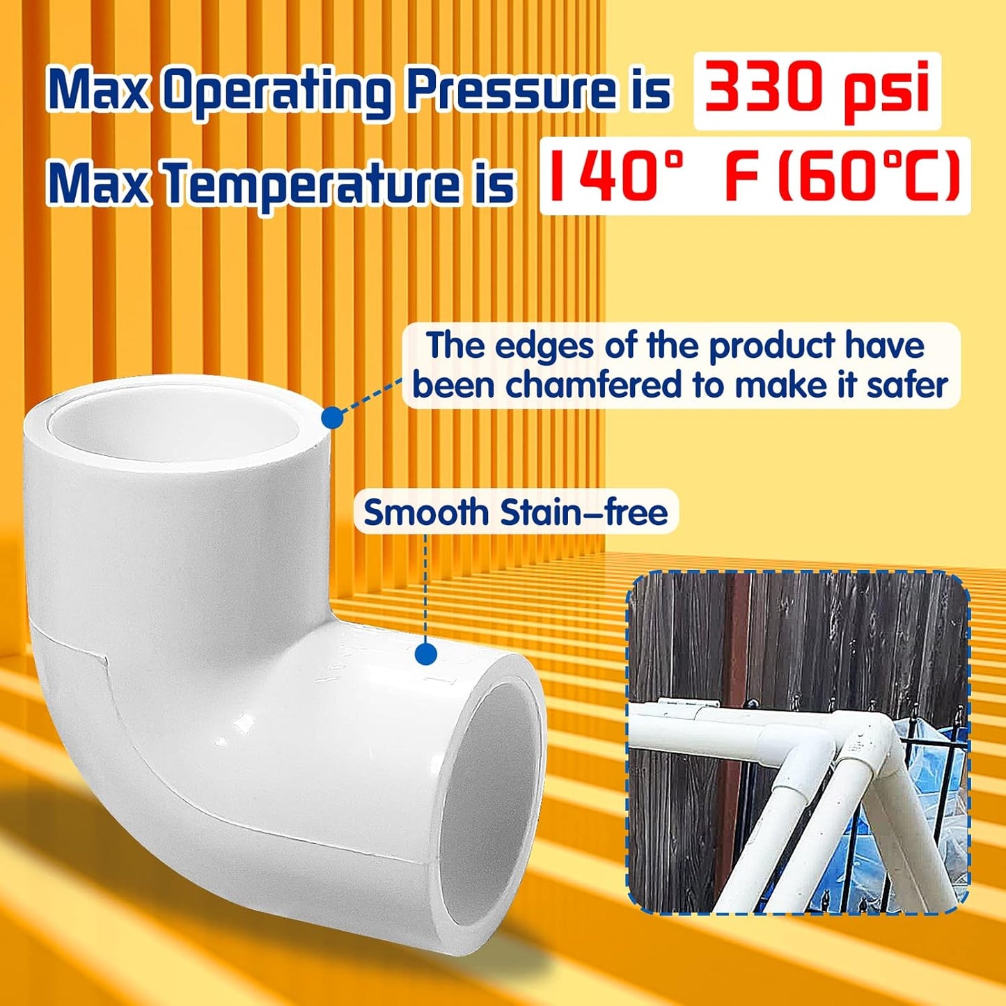 4PCS 2'' PVC 90 Degree Elbow Pipe Adapter Fittings