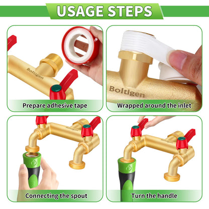 2 way Outdoor Faucet Splitter usage steps