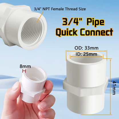 3/4” NPT Female Thread Size pvc pipe fittings