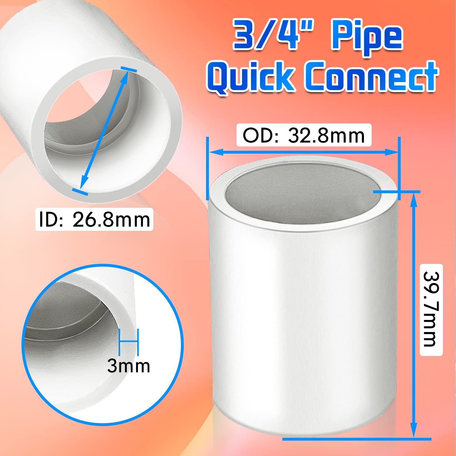 pool PVC adapter made of high-quality PVC with a high-gloss finish for years of use without yellowing, it can withstand shocks, without cracking or breaking, its chemical composition is stable and more resistant to frost and corrosion.