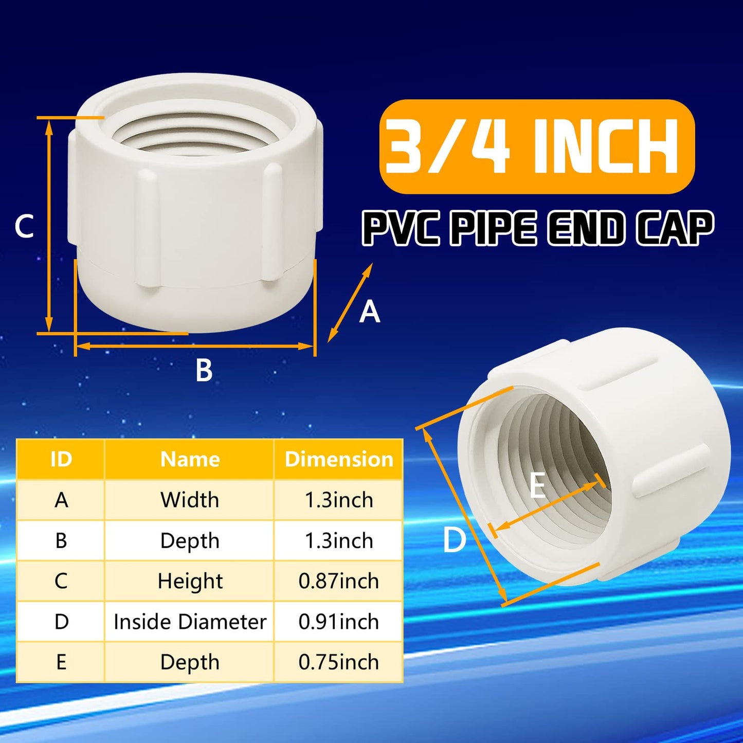 3/4'' PVC  end cap plug’s specifiction