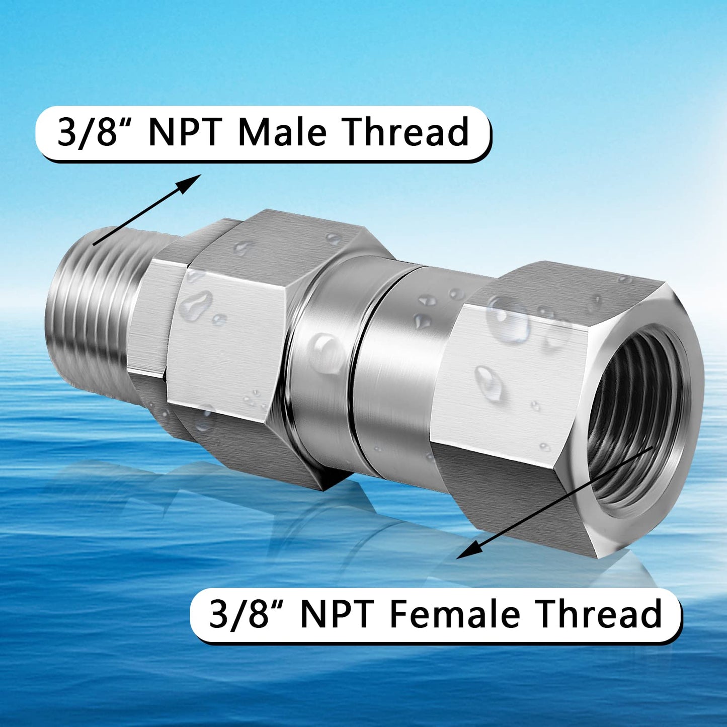 3/8 NPT Pressure Washer Swivel Fitting Male to Female-2Pcs