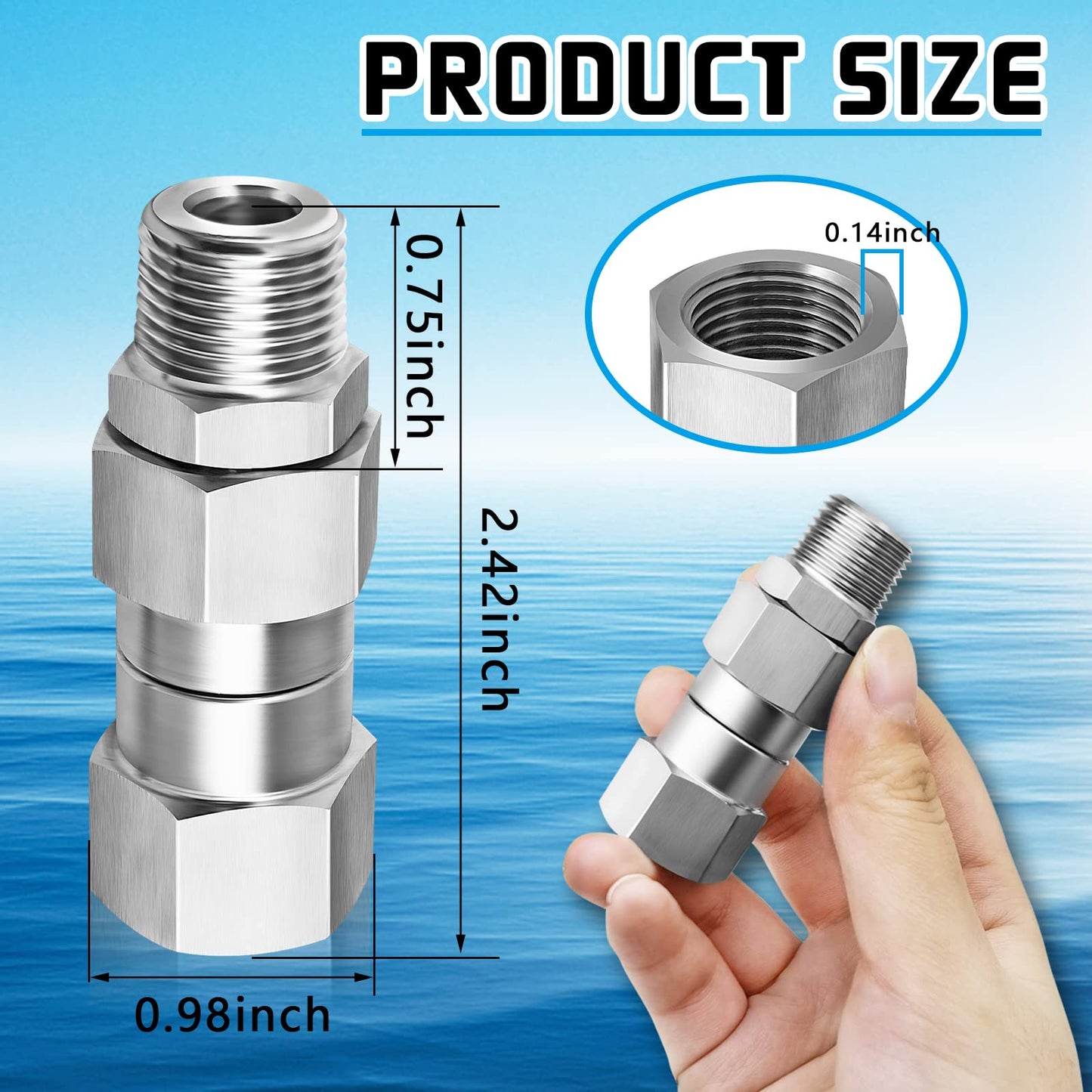 3/8 NPT Pressure Washer Swivel Fitting Male to Female-2Pcs