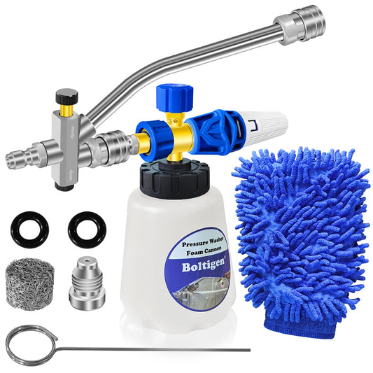 Pressure Washer Foam Cannon with Dual-Connector Tool, Pressure Washer Foam Lance Jet Wash Sprayer with M22-14 and 1/4 Inch Quick Connect