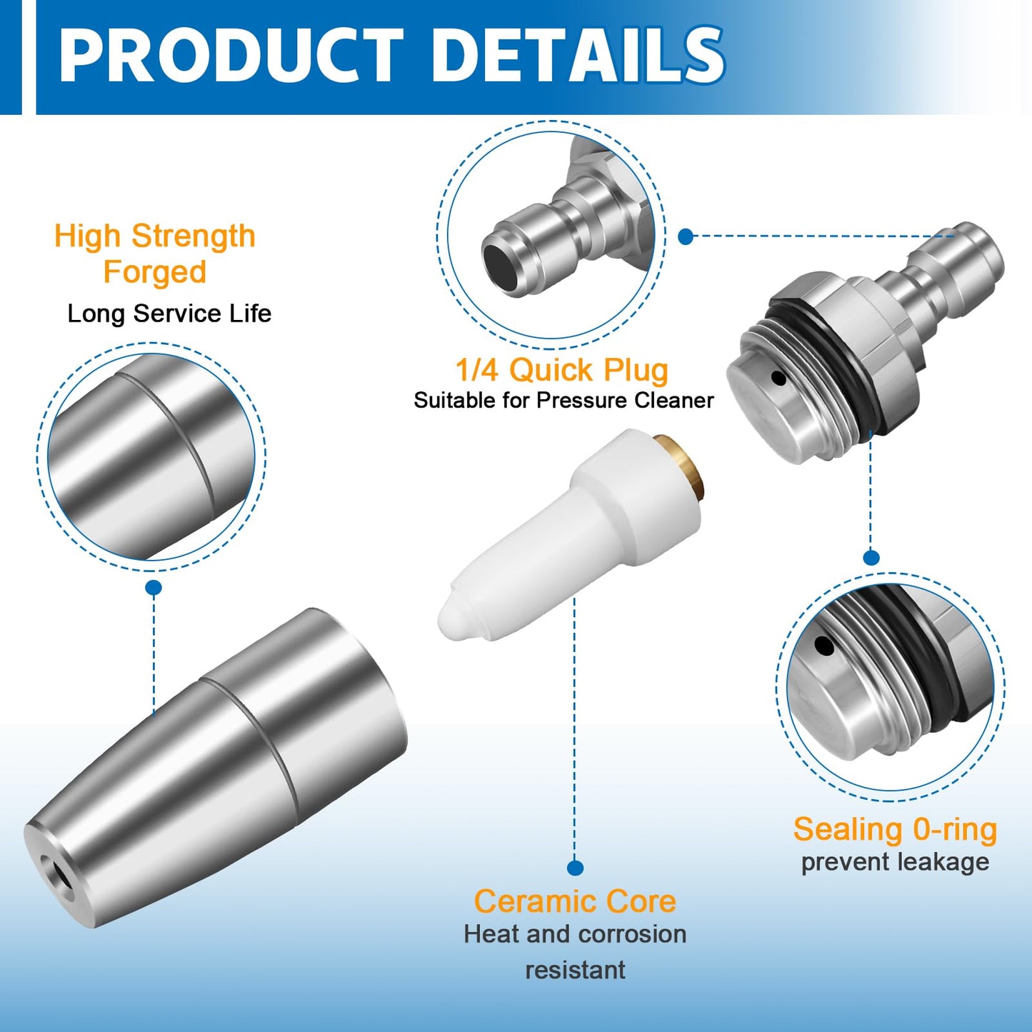 Lavadora a presión con boquilla Turbo de acero inoxidable Boltigen, accesorios de puntas de pulverización Turbo para lavadora a presión giratoria de 360 ​​° 