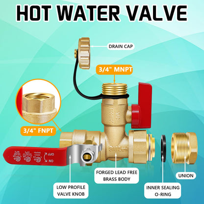 Tankless Water Heater Service Valve Kit, No Lead Brass