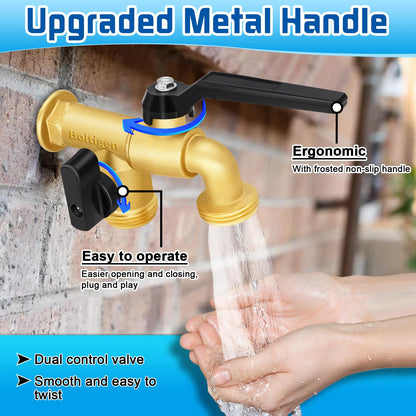 Brass Ball Valves Wall Mounted Garden Water Hose Splitter