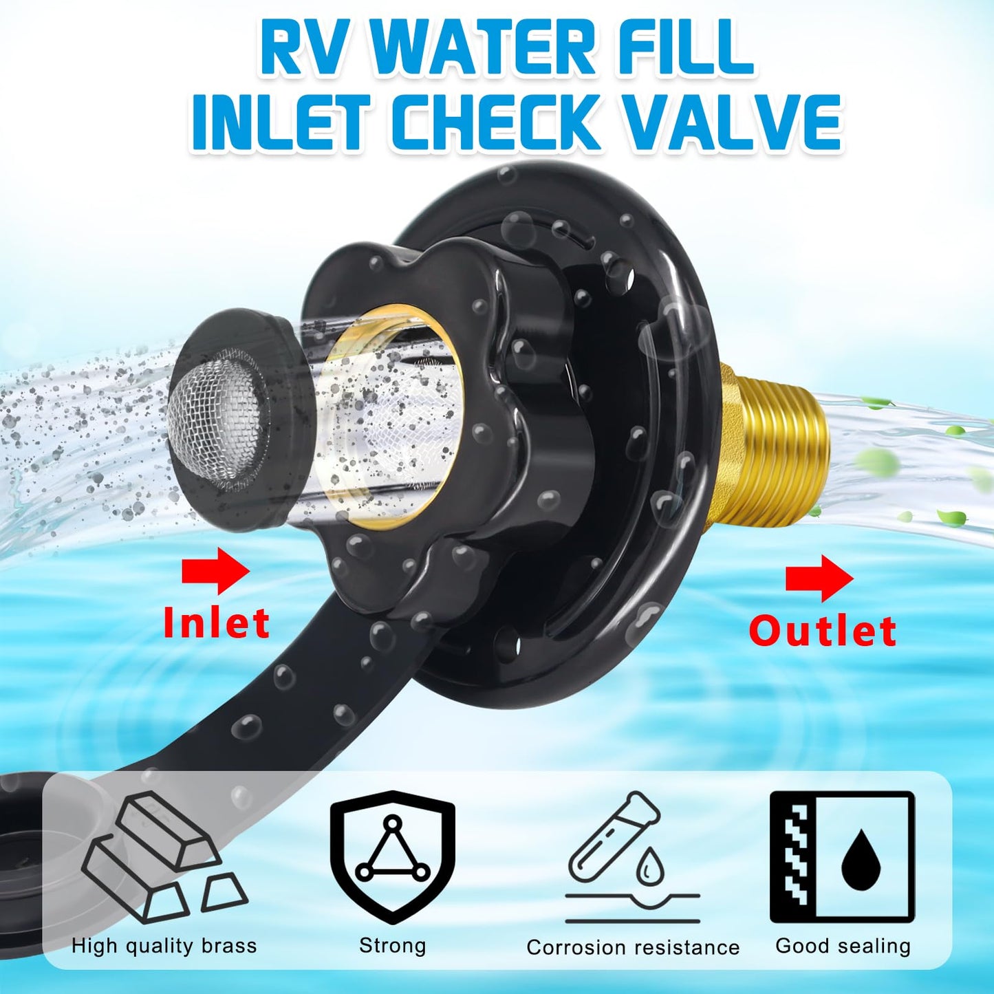 RV Water  Inlet  connection Check Valve