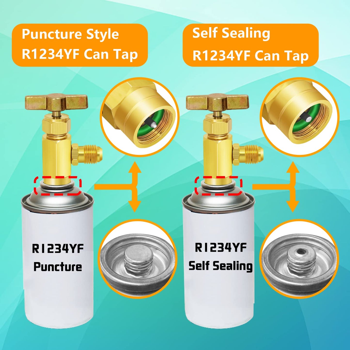 R1234YF Can Tap with Hose Adapters for AC Systems