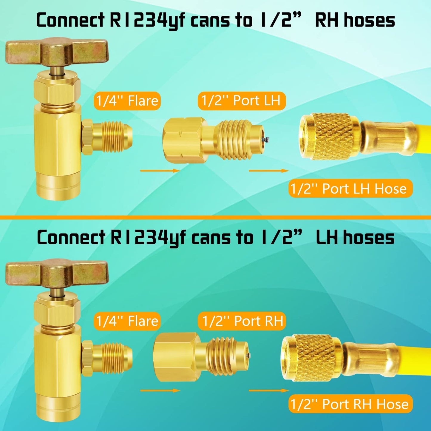 R1234YF Can Tap with Hose Adapters for AC Systems