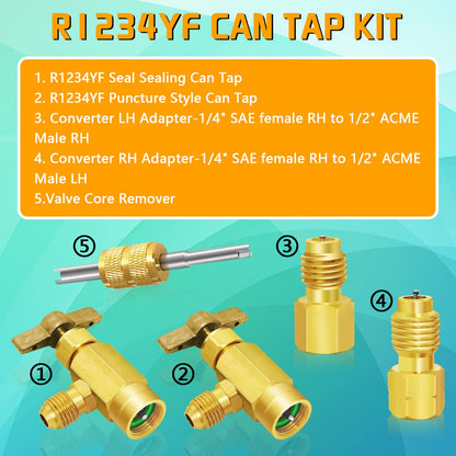 R1234YF Can Tap with Hose Adapters for AC Systems