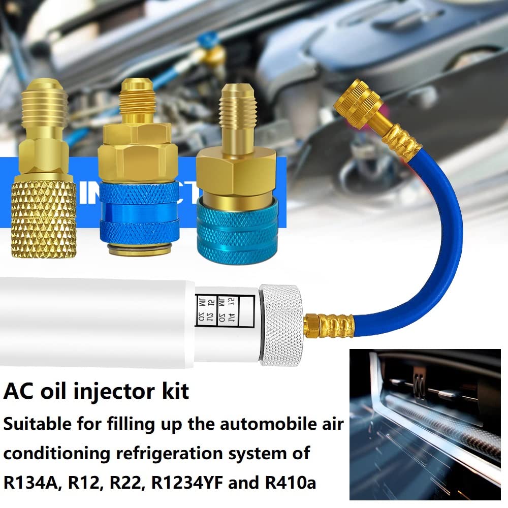 AC Oil Dye Injector Kit with R134a Adjustable Quick Coupler